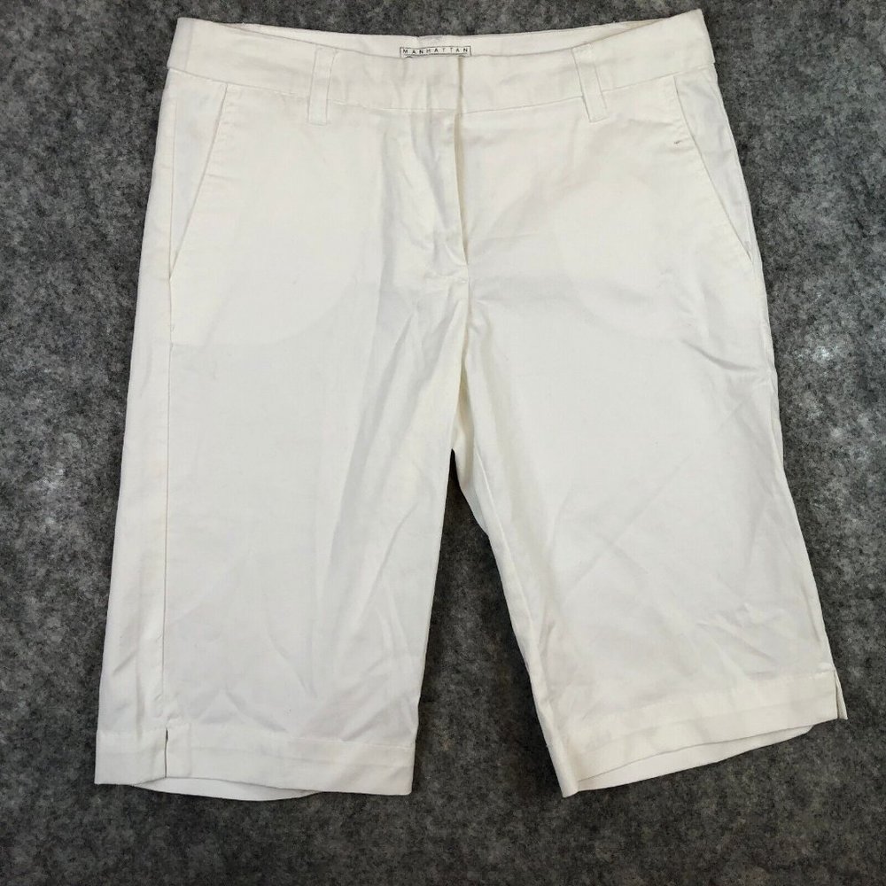 New York Co Shorts 6 28 White Mid Rise Bermuda Chino Work Casual Uniform Solid